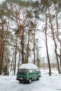 winter, camping, rv