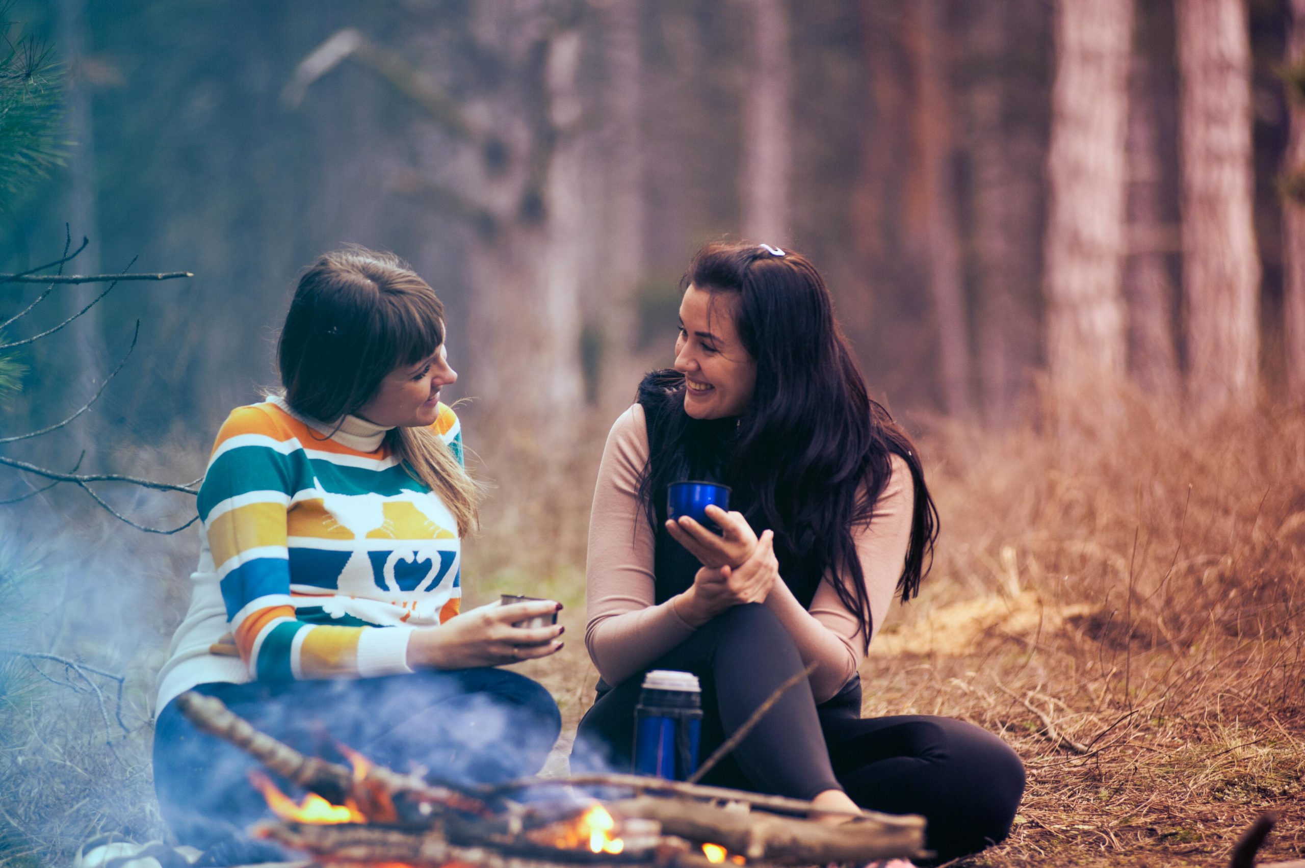 fall, camping, women